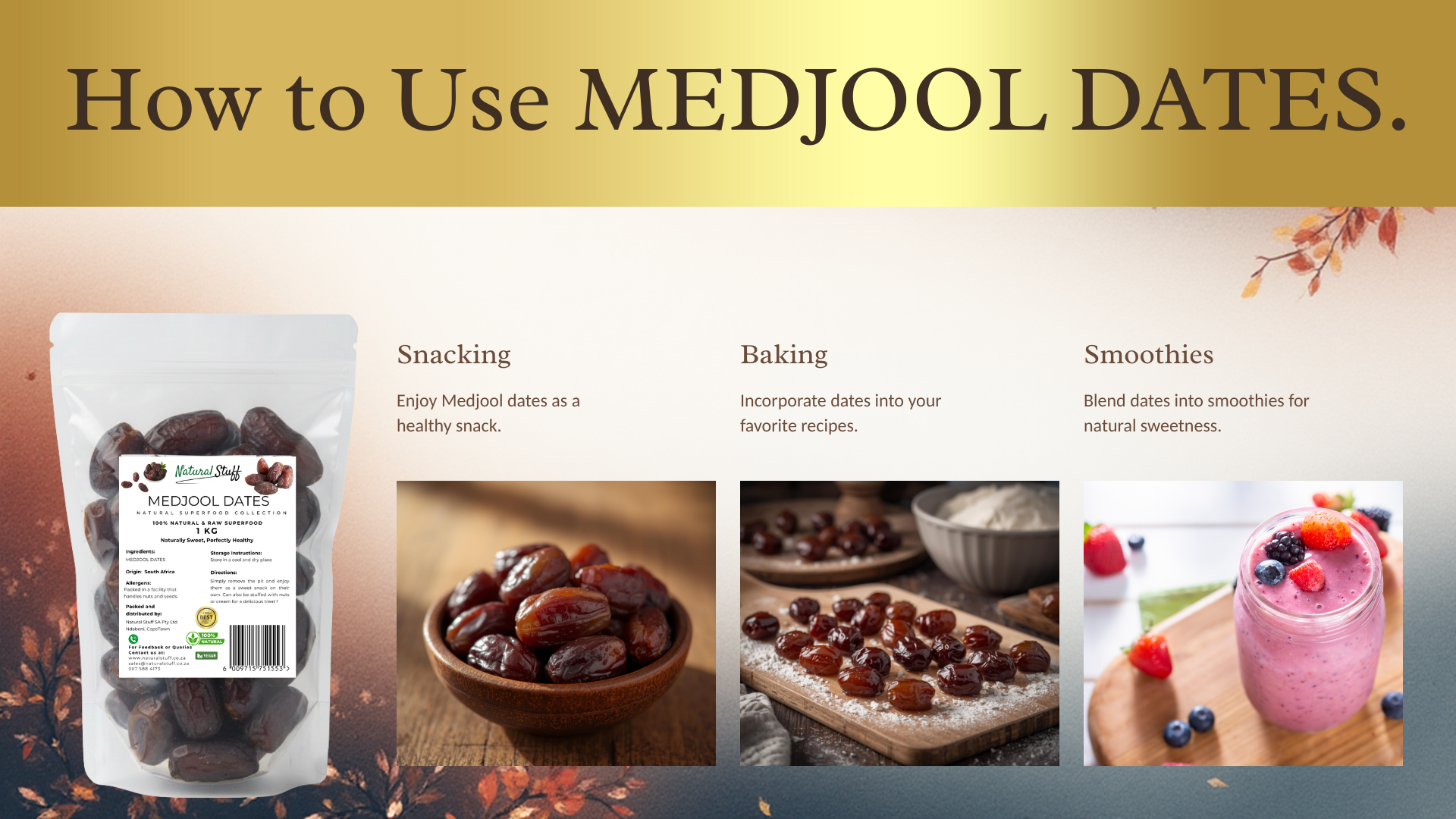 Instructions on how to use Medjool dates with images and text.