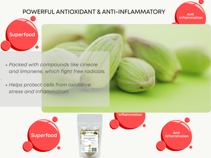 Natural Stuff Premium Whole Cardamom - Fresh, Fragrant, Bold Aroma