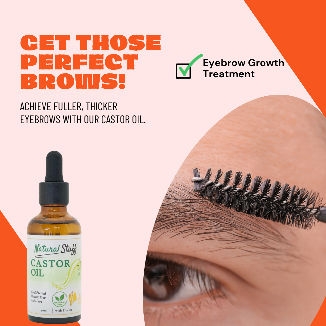 Natural Stuff Premium Castor Oil Cold-pressed Hexane Free 50ml with free 5 Mascara Wands