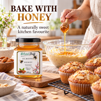 Natural Stuff Almond Honey 300g – 100% Pure Honey with a Rich Nutty Flavour