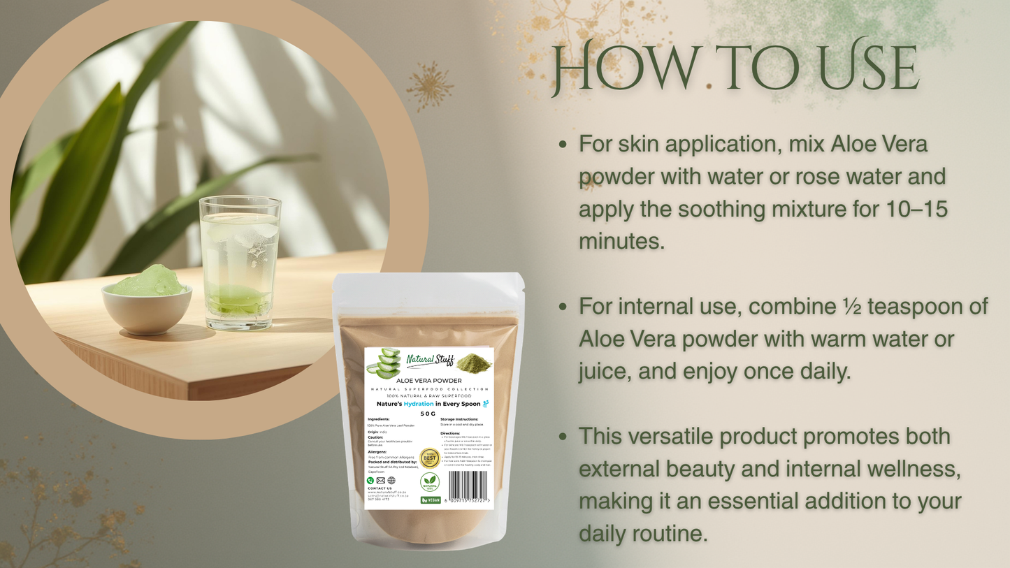 Natural Stuff Aloe Vera Powder - Immune support , Skin & Hair Revitalising