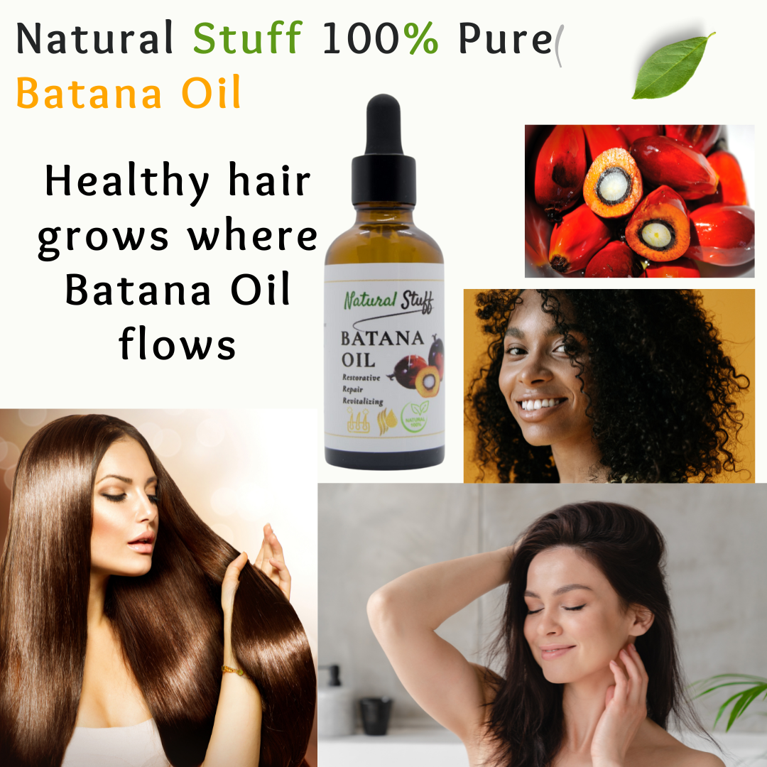 Natural Stuff 100% Pure Cold-Pressed Batana Oil – Authentic Honduran Formula in Glass Bottle with Dropper for Easy Application