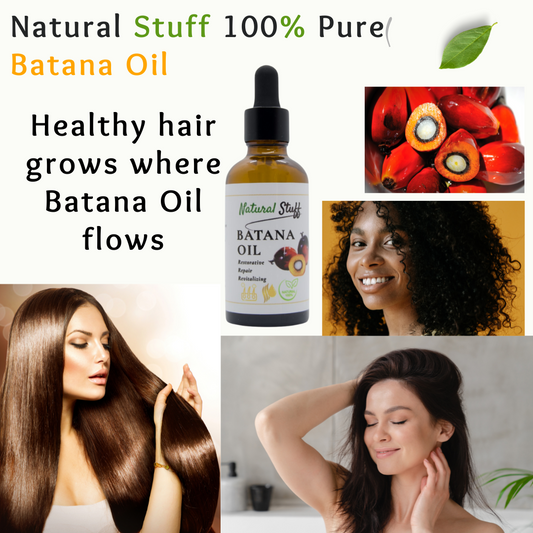 Natural Stuff 100% Pure Cold-Pressed Batana Oil – Authentic Honduran Formula in Glass Bottle with Dropper for Easy Application