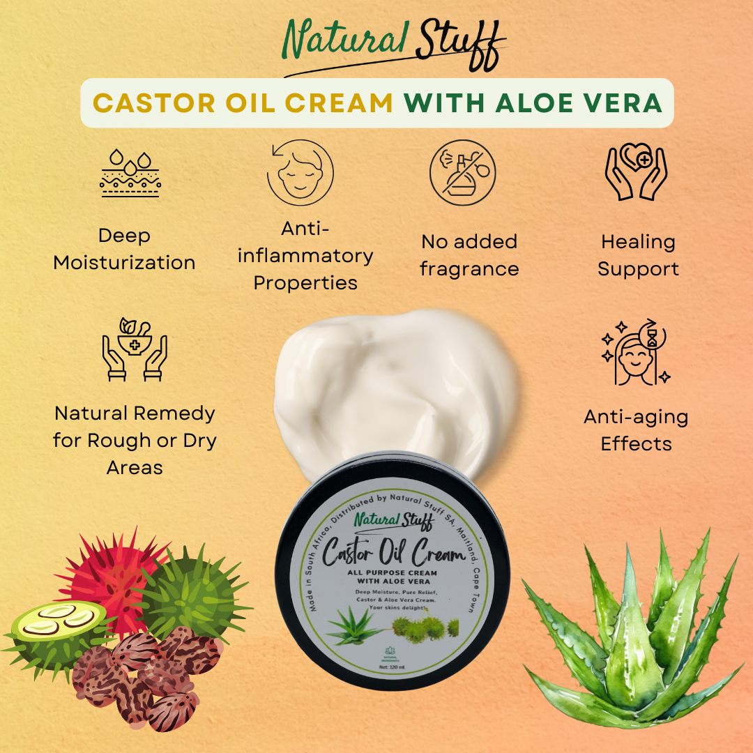 Natural Stuff Castor Oil & Aloe Vera Cream - Hydrate, Nourish, Glow
