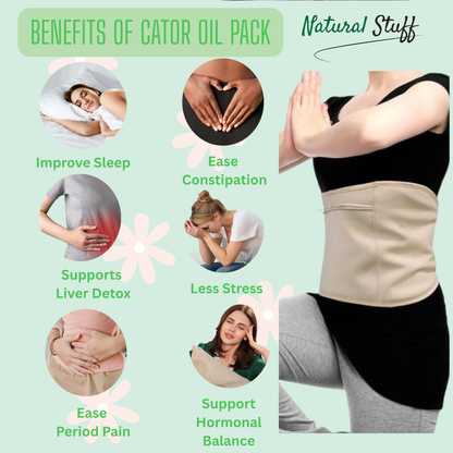 Natural Stuff Organic Castor Oil Pack Wrap Elastic Strap Cotton Hot & Cold