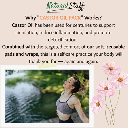 Natural Stuff Castor Oil Pack Wrap Elastic Strap Cotton Hot & Cold Set of 6