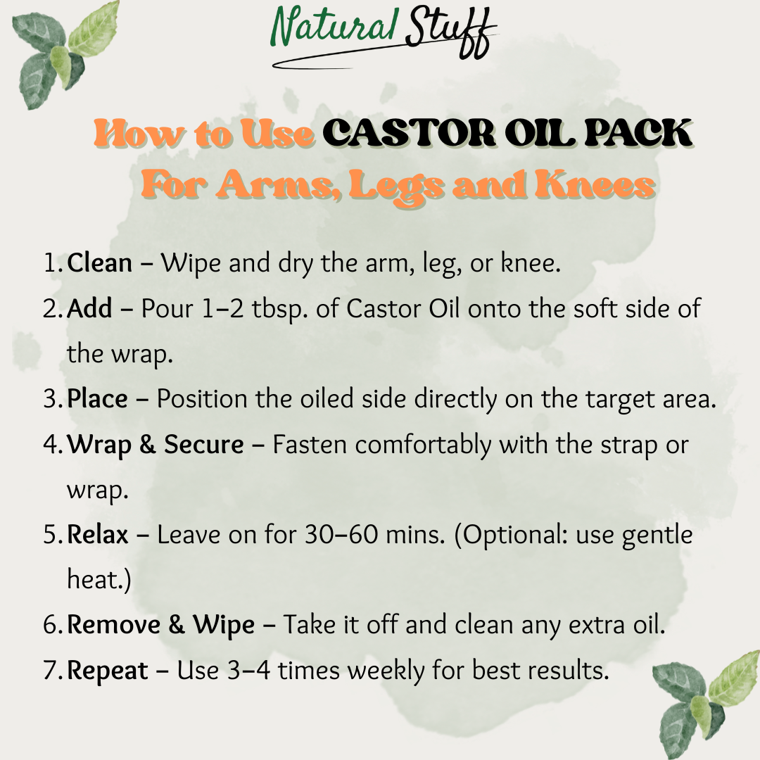 Natural Stuff Castor Oil Pack Wrap Elastic Strap Cotton Hot & Cold Set of 6