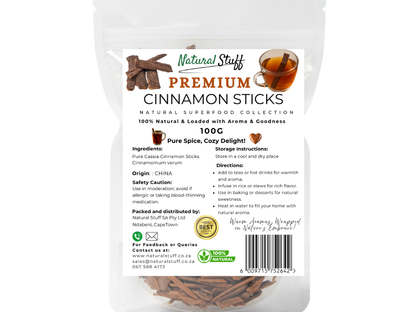 Natural Stuff Premium Cinnamon Sticks - Bold Aroma & Pure Authentic Flavor