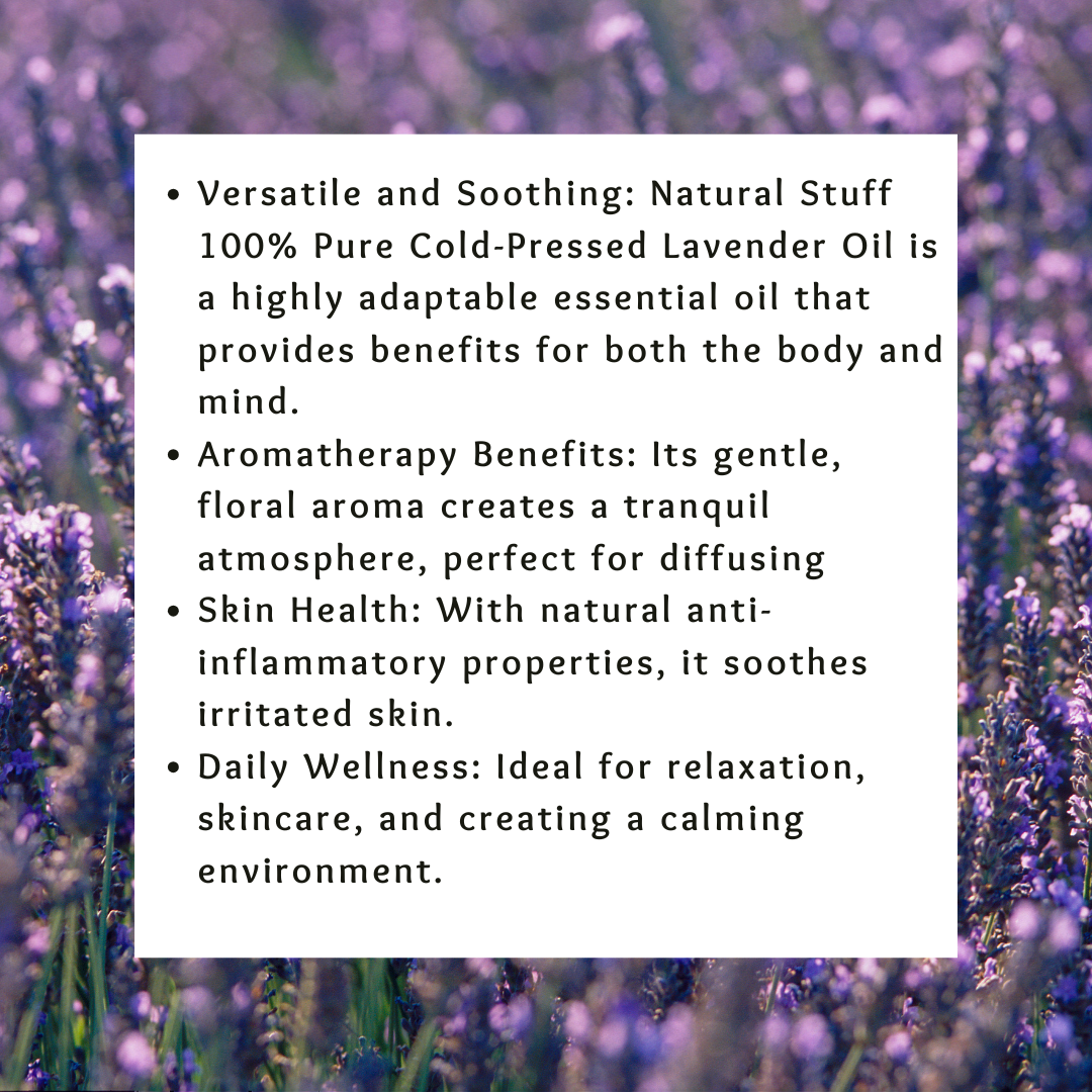 Natural Stuff Lavender Oil Calming Essential Oil for Sleep, Relaxation 10ml