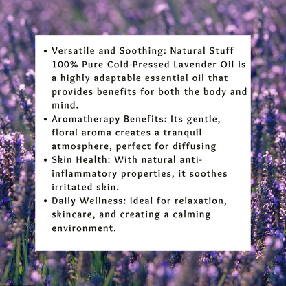 Natural Stuff Lavender Oil Calming Essential Oil for Sleep, Relaxation 10ml