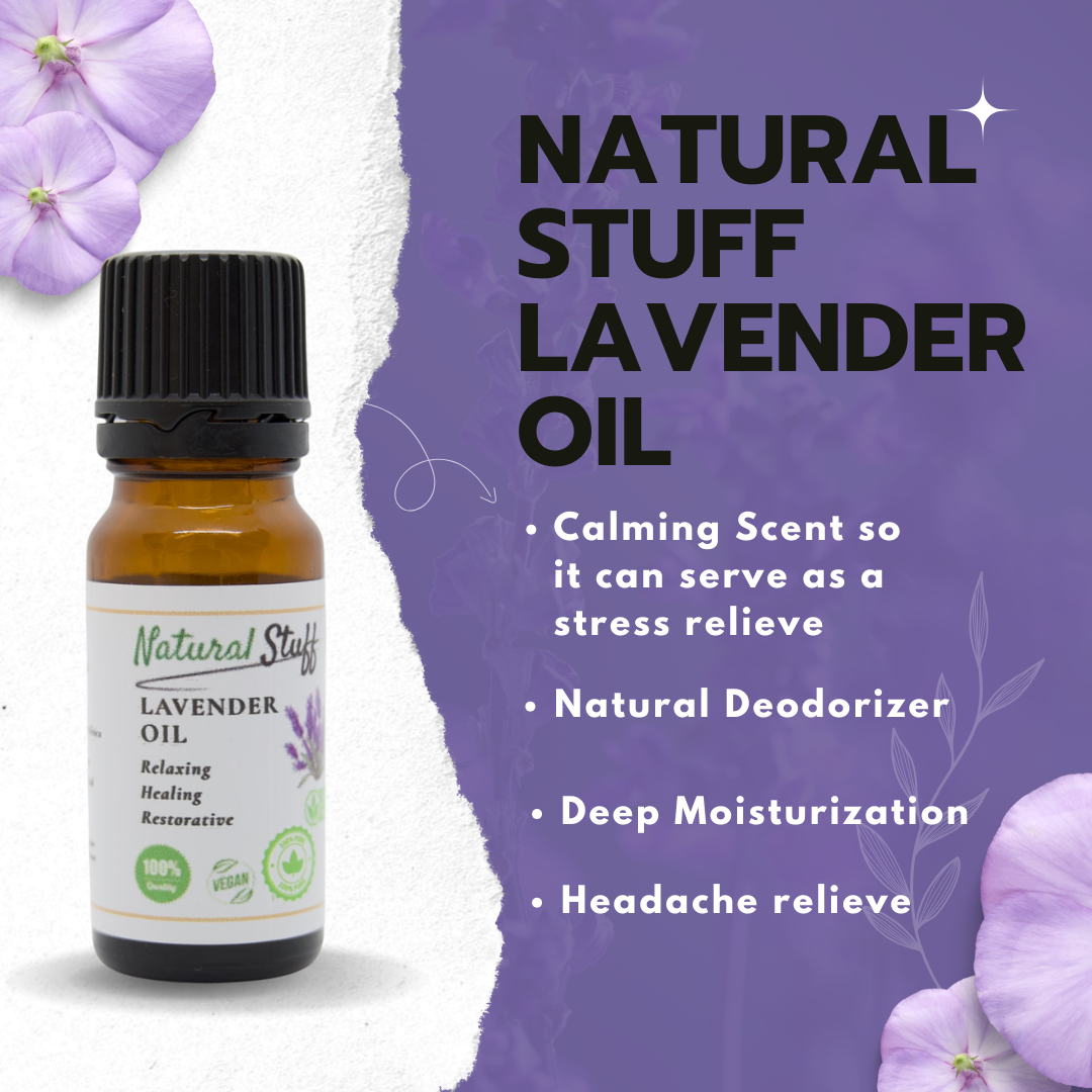 Natural Stuff Lavender Oil Calming Essential Oil for Sleep, Relaxation 10ml