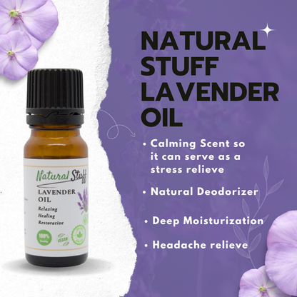 Natural Stuff Lavender Oil Calming Essential Oil for Sleep, Relaxation 10ml