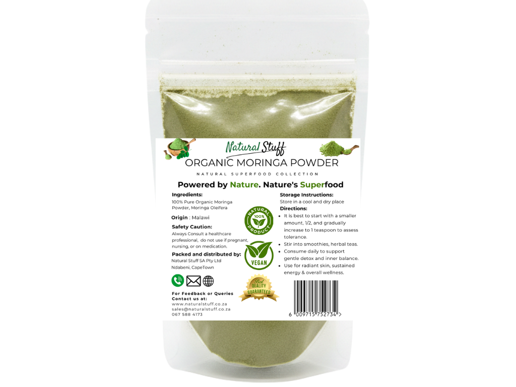 Natural Stuff Organic Moringa Powder - Energy, Vitality & Wellness Support