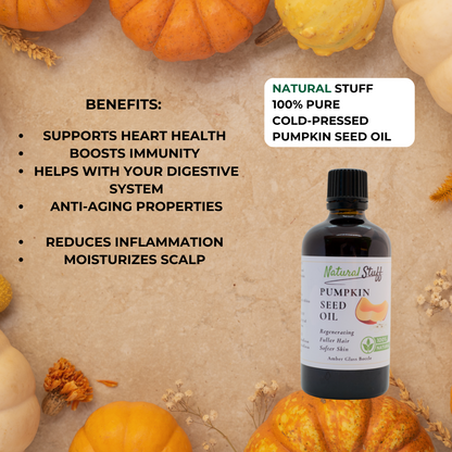 Natural Stuff 100% Pure Cold pressed Pumpkin Seed Oil Glass Bottle