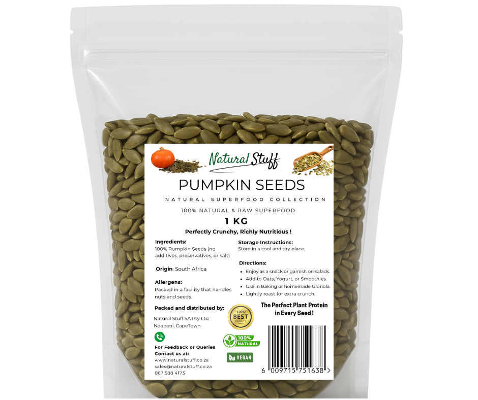 Natural Stuff Pumpkin Seeds 1kg - Raw, Crunchy & Protein-Rich Snack