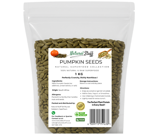 Natural Stuff Pumpkin Seeds 1kg - Raw, Crunchy & Protein-Rich Snack