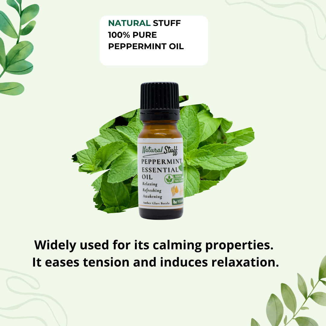Natural Stuff 100% Pure Peppermint Essential Oil Fresh for Wellness 10ml