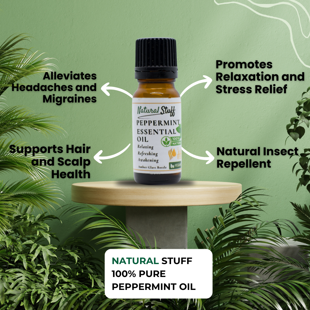 Natural Stuff 100% Pure Peppermint Essential Oil Fresh for Wellness 10ml