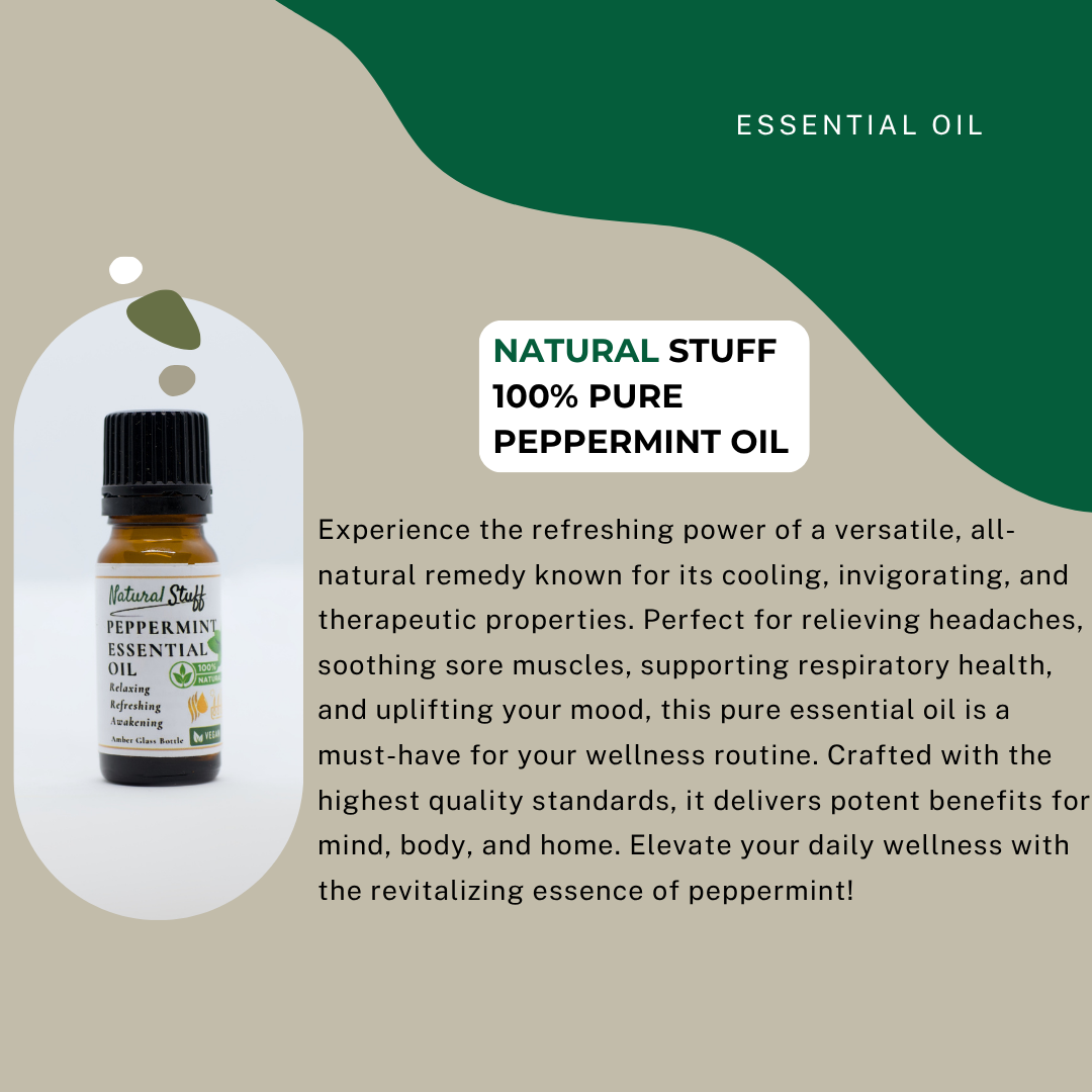 Natural Stuff 100% Pure Peppermint Essential Oil Fresh for Wellness 10ml