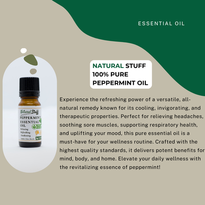 Natural Stuff 100% Pure Peppermint Essential Oil Fresh for Wellness 10ml