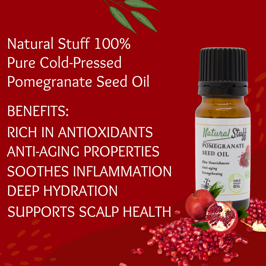 Natural Stuff Pomegranate Oil - Pure Cold Pressed for Hair, Skin & Nails