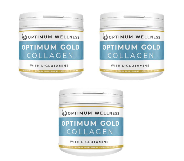 Optimum Gold Collagen 10,000mg with L-Glutamine 2,000mg 40 days of supply Best tasting Collagen with no artificial flavour