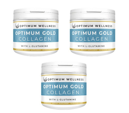 Optimum Gold Collagen 10,000mg with L-Glutamine 2,000mg 40 days of supply Best tasting Collagen with no artificial flavour