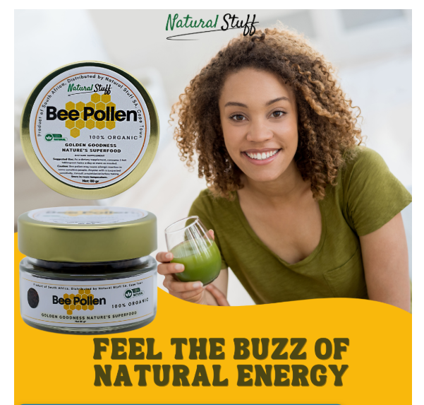 Natural Stuff Bee Pollen - 100% Organic Superfood for Mind & Body Vitality