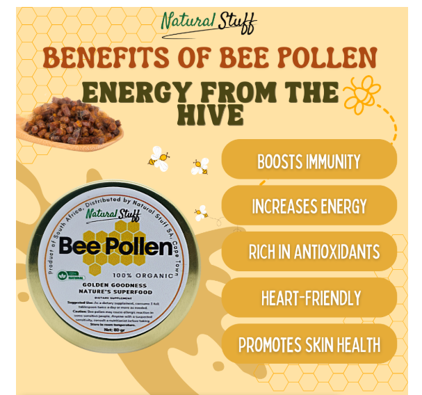 Natural Stuff Bee Pollen - 100% Organic Superfood for Mind & Body Vitality