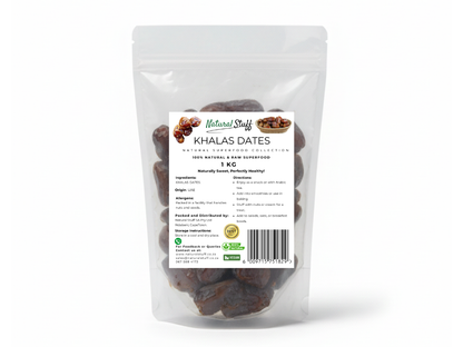 Natural Stuff Khalas Dates 1kg - Soft, Sweet & Full of Natural Energy