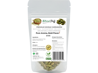 Natural Stuff Premium Whole Cardamom - Fresh, Fragrant, Bold Aroma