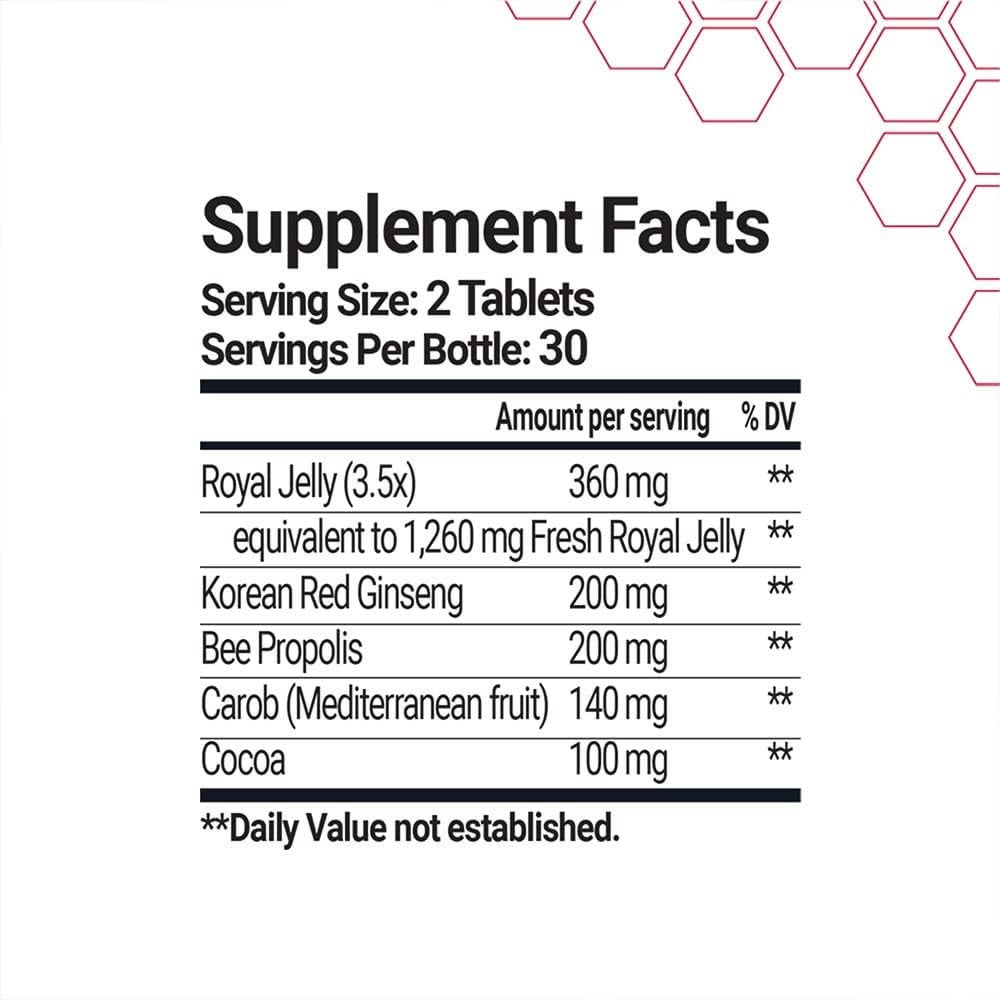 Bee & You Royal Jelly, Ginseng, Propolis Tablets - 500 mg x 60 Tablets