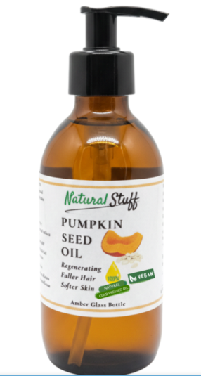 Natural Stuff 100% Pure Cold Pressed Pumpkin Seed Oil Glass Pump 200ml