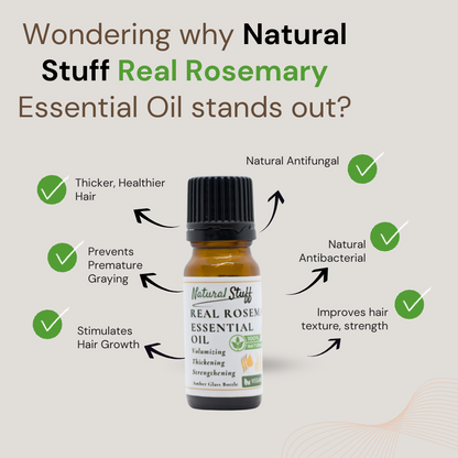 Natural Stuff 100% Real Rosemary Essential Oil 10ml - Smell the Difference