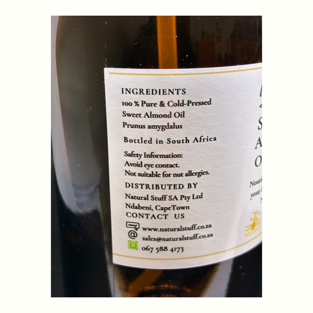 Natural Stuff 100% Pure Sweet Almond Oil - Nourish Skin & Hair Naturally