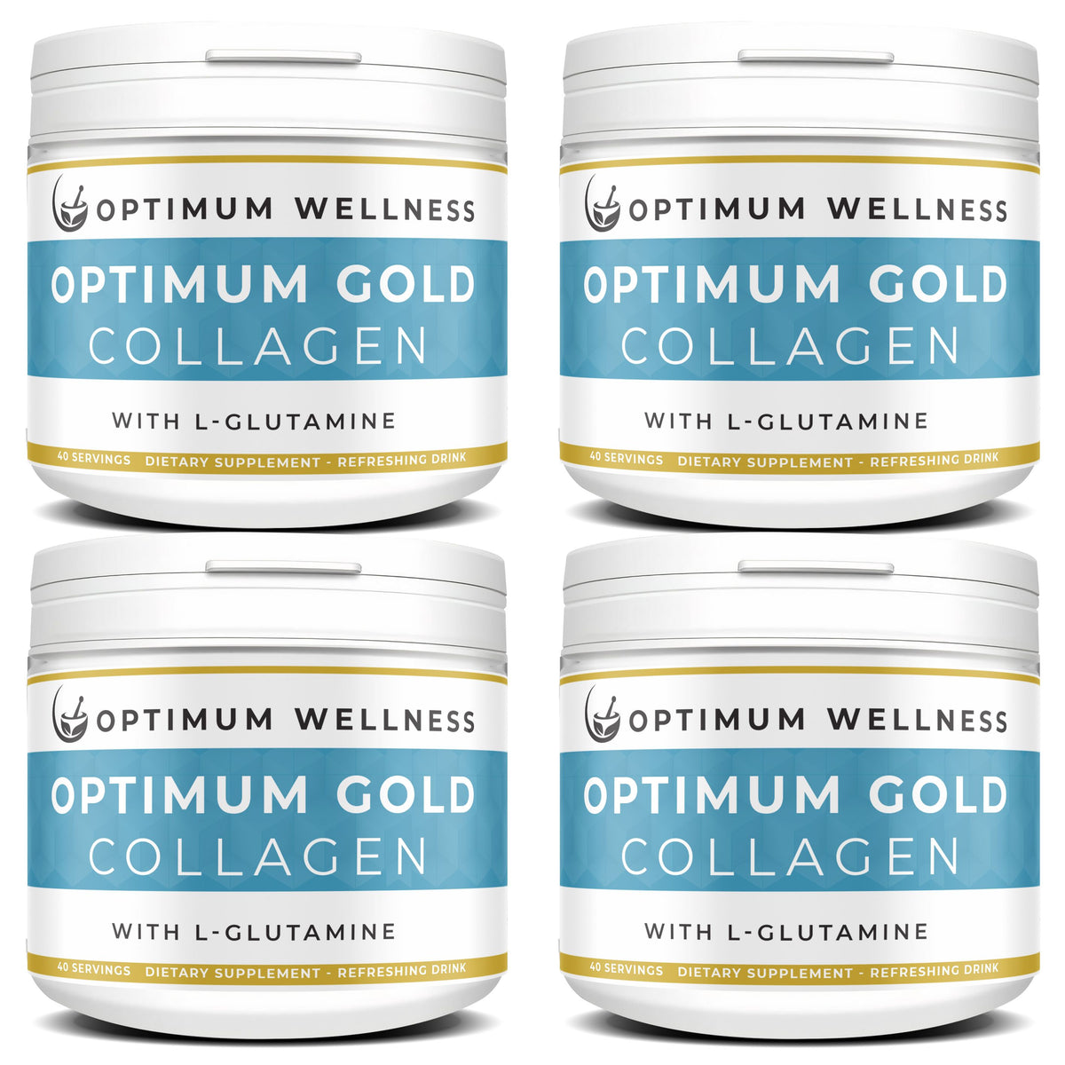 Optimum Gold Collagen 10,000mg with L-Glutamine 2,000mg Bulk 4 Pack