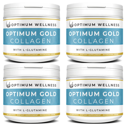 Optimum Gold Collagen 10,000mg with L-Glutamine 2,000mg Bulk 4 Pack