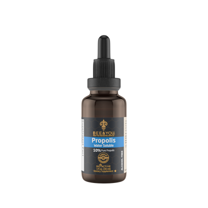 BEE&YOU 10% Pure Propolis Water Soluble Extract - High Potency - 30ml Zero Sugar - Zero Calorie - Natural Immune Support & Sore Throat Relief Antioxidants, Keto, Paleo, Gluten-Free
