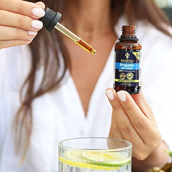 BEE&YOU 10% Pure Propolis Water Soluble Extract - High Potency - 30ml Zero Sugar - Zero Calorie - Natural Immune Support & Sore Throat Relief Antioxidants, Keto, Paleo, Gluten-Free